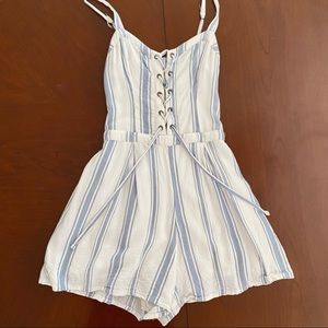 Hollister white lace up romper